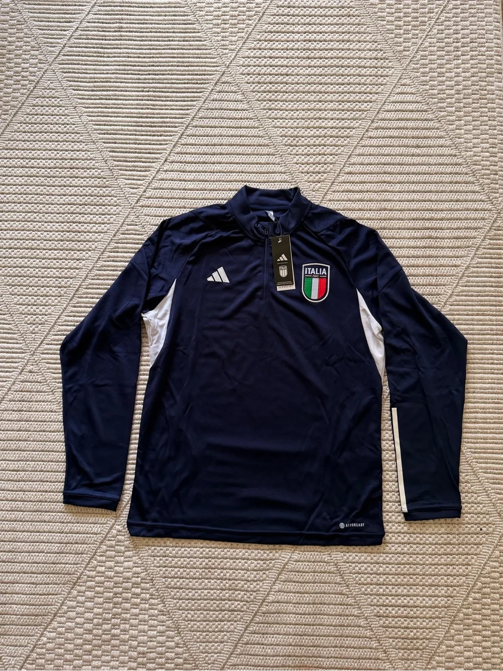 adidas Navy and White Italy Training Track Top & Pants Set